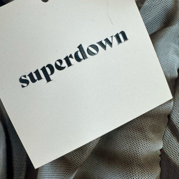 Superdown Kasey Mesh Mini Dress Sleeveless Abstract Print Gray Brown Size XS NWT - Picture 10 of 10